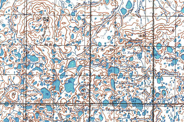 Уменьшенный фрагмент представленной топографической карты S-47-33_34 - Trasa.ru