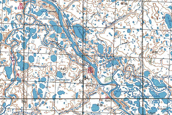 Уменьшенный фрагмент представленной топографической карты S-47-35_36 - Trasa.ru