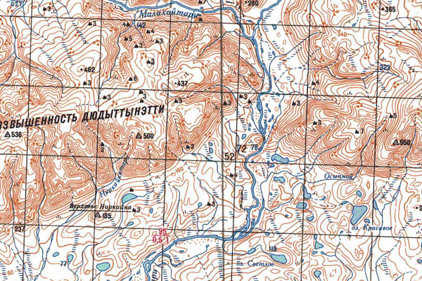 Уменьшенный фрагмент представленной топографической карты S-48-11_12 - Trasa.ru