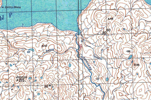 Уменьшенный фрагмент представленной топографической карты S-48-13_14 - Trasa.ru