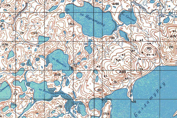 Уменьшенный фрагмент представленной топографической карты S-48-15_16 - Trasa.ru