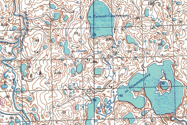 Уменьшенный фрагмент представленной топографической карты S-48-19_20 - Trasa.ru