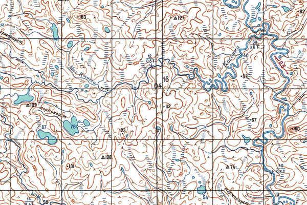 Уменьшенный фрагмент представленной топографической карты S-48-21_22 - Trasa.ru