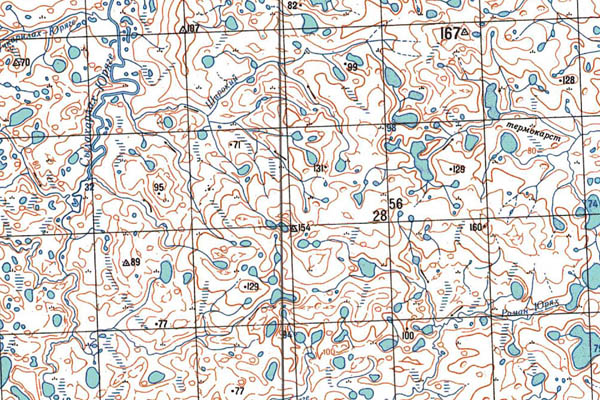 Уменьшенный фрагмент представленной топографической карты S-48-25_26 - Trasa.ru