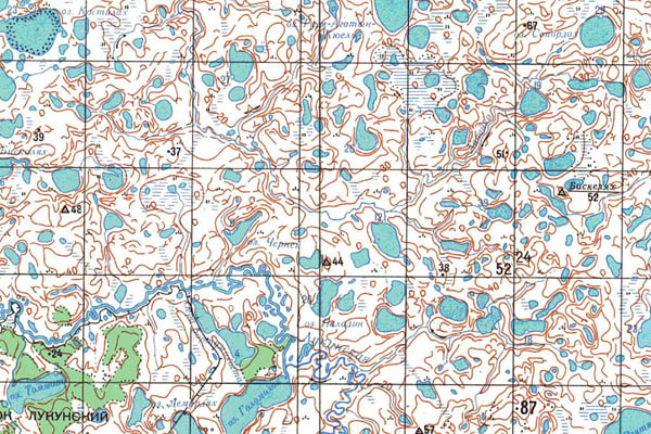 Уменьшенный фрагмент представленной топографической карты S-48-33_34 - Trasa.ru
