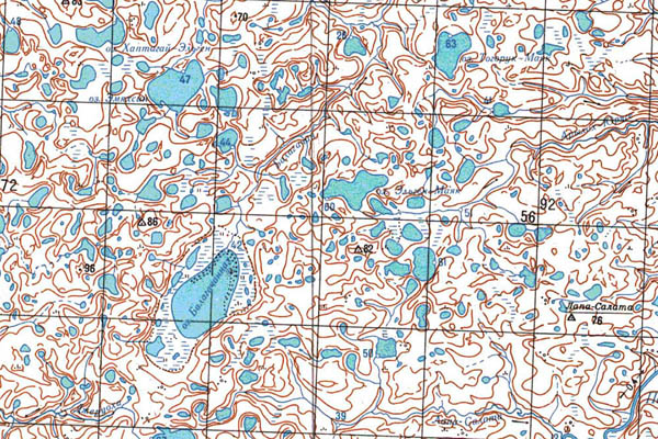 Уменьшенный фрагмент представленной топографической карты S-48-35_36 - Trasa.ru
