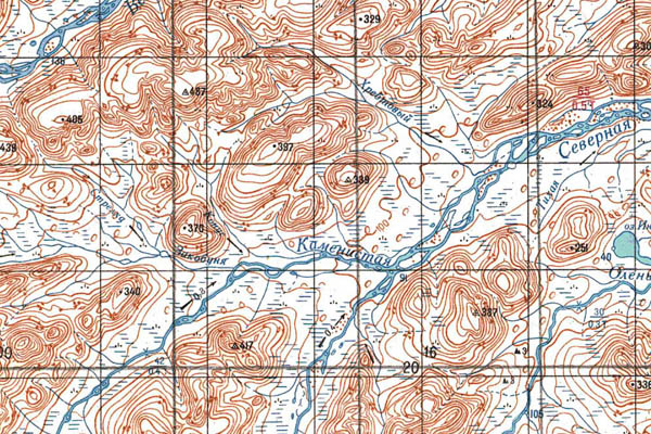 Уменьшенный фрагмент представленной топографической карты S-49-03_04 - Trasa.ru