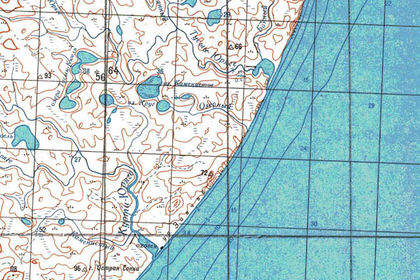Уменьшенный фрагмент представленной топографической карты S-49-11_12 - Trasa.ru