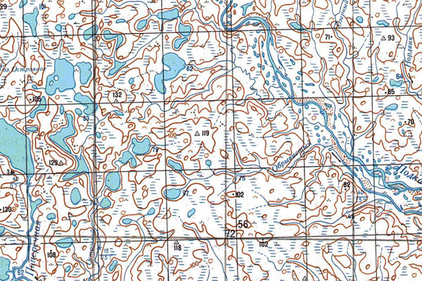 Уменьшенный фрагмент представленной топографической карты S-49-13_14 - Trasa.ru