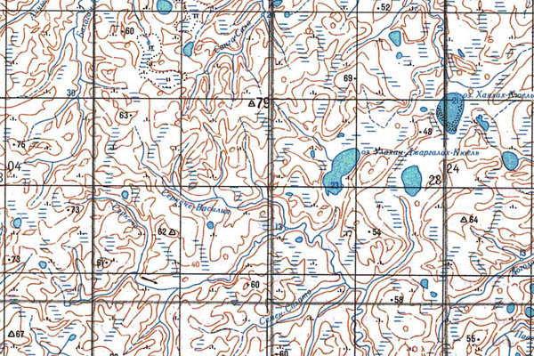 Уменьшенный фрагмент представленной топографической карты S-49-27_28 - Trasa.ru
