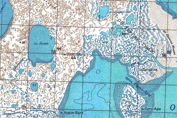 Уменьшенный фрагмент представленной топографической карты S-50-23_24 - Trasa.ru
