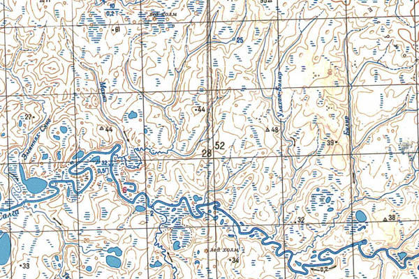 Уменьшенный фрагмент представленной топографической карты S-50-25_26 - Trasa.ru