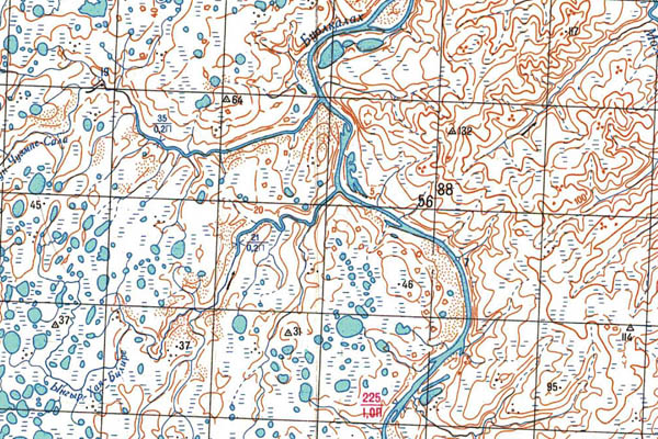 Уменьшенный фрагмент представленной топографической карты S-50-35_36 - Trasa.ru