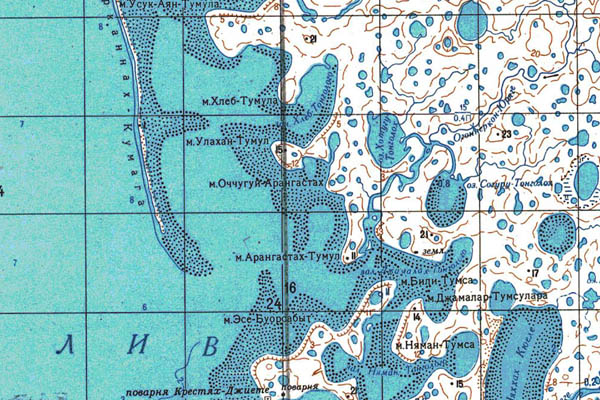 Уменьшенный фрагмент представленной топографической карты S-51-27_28 - Trasa.ru
