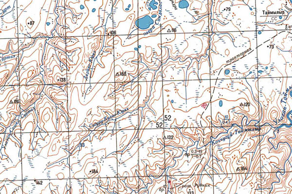 Уменьшенный фрагмент представленной топографической карты S-51-31_32 - Trasa.ru
