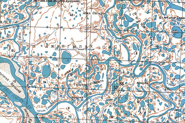 Уменьшенный фрагмент представленной топографической карты S-51-35_36 - Trasa.ru