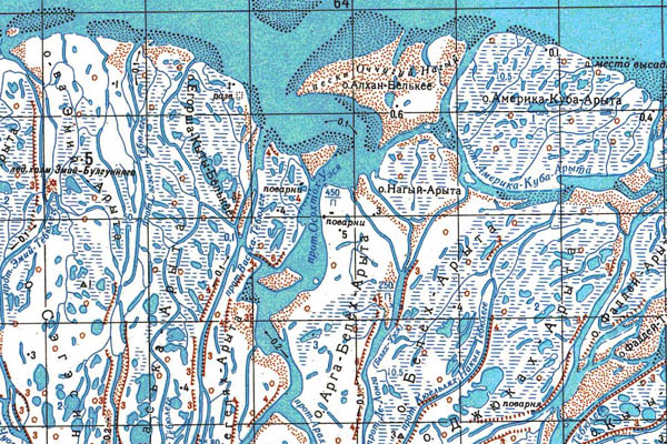 Уменьшенный фрагмент представленной топографической карты S-52-19_20 - Trasa.ru