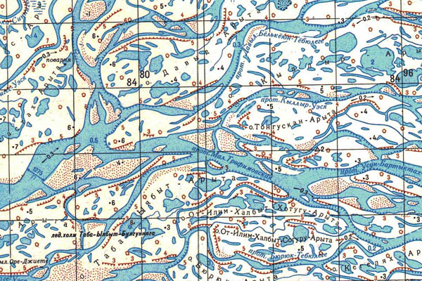 Уменьшенный фрагмент представленной топографической карты S-52-27_28 - Trasa.ru
