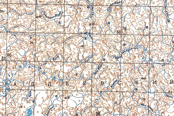 Уменьшенный фрагмент представленной топографической карты S-54-11_12 - Trasa.ru