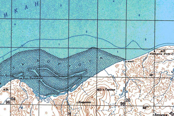 Уменьшенный фрагмент представленной топографической карты S-54-21_22 - Trasa.ru
