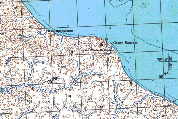 Уменьшенный фрагмент представленной топографической карты S-55-01_02 - Trasa.ru