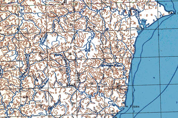 Уменьшенный фрагмент представленной топографической карты S-55-07_08 - Trasa.ru