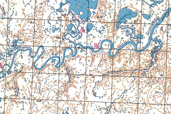Уменьшенный фрагмент представленной топографической карты S-55-35_36 - Trasa.ru