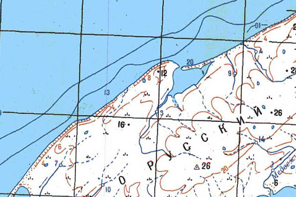 Уменьшенный фрагмент представленной топографической карты T-46-28_29_30 - Trasa.ru