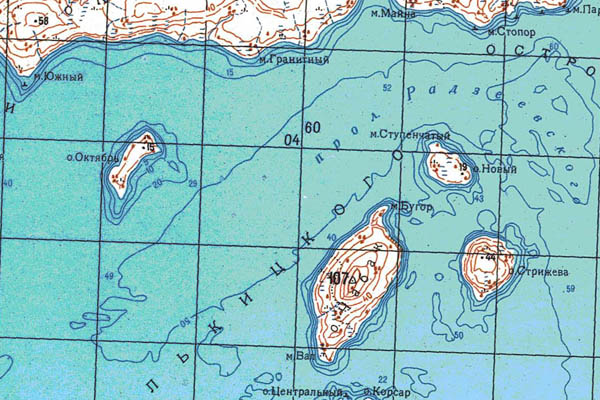 Уменьшенный фрагмент представленной топографической карты T-46-34_35_36 - Trasa.ru