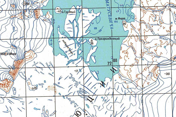 Уменьшенный фрагмент представленной топографической карты T-47-01_02_03 - Trasa.ru