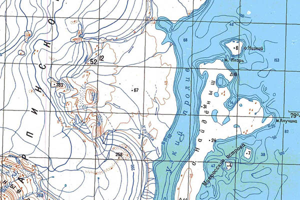 Уменьшенный фрагмент представленной топографической карты T-47-04_05_06 - Trasa.ru