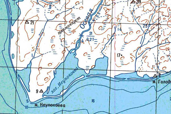 Уменьшенный фрагмент представленной топографической карты T-47-22_23_24 - Trasa.ru