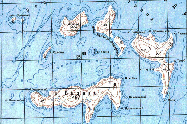 Уменьшенный фрагмент представленной топографической карты T-47-25_26_27 - Trasa.ru