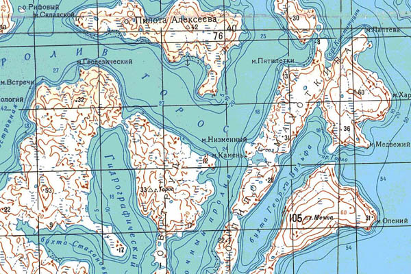 Уменьшенный фрагмент представленной топографической карты T-47-31_32_33 - Trasa.ru
