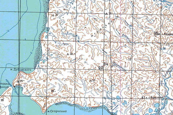 Уменьшенный фрагмент представленной топографической карты T-47-34_35_36 - Trasa.ru