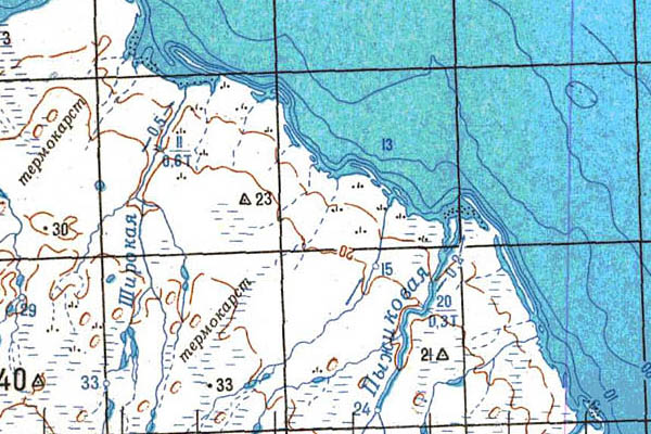 Уменьшенный фрагмент представленной топографической карты T-48-01_02_03 - Trasa.ru