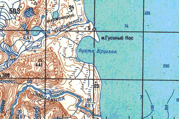 Уменьшенный фрагмент представленной топографической карты T-48-10_11_12 - Trasa.ru
