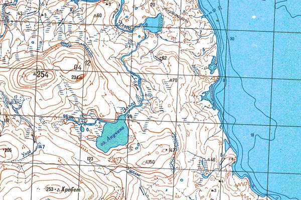 Уменьшенный фрагмент представленной топографической карты T-48-22_23_24 - Trasa.ru
